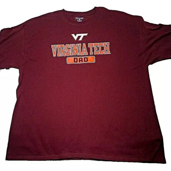 Champion Virginia Tech Dad T Shirt 2XL Maroon Hokies - Picture 1 of 6